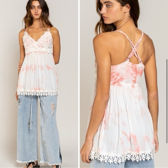 Brand new. POL brand. Pink and white sleeveless top - Picture 1 of 1